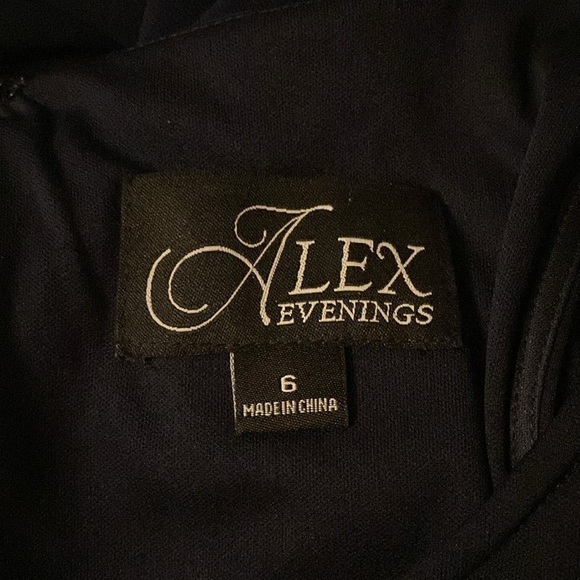 Alex Evenings Navy Blue Crystal Open Sleeve Blouson Maxi Gown Dress 6 - Picture 8 of 10